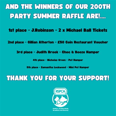 rspca raffle winners|Raffle Results .